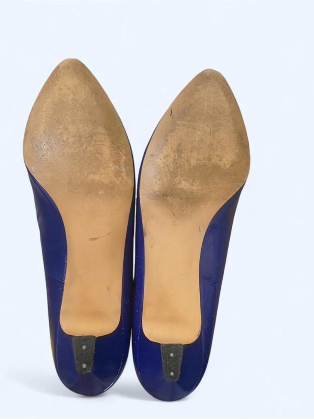 Vintage Liz Claiborne Cobalt Blue Leather Kitten Heels 9 N Spain Pointed Toe - Picture 5 of 6